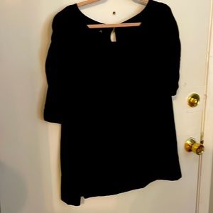 Black velvet blouse with puff sleeves